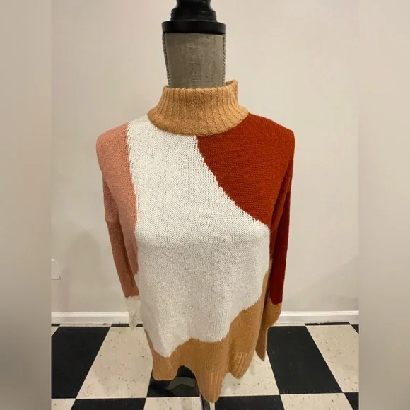 Colorblock Sweater - Red, White, Tan- Brand New. UK10/US6 - Picture 4 of 12